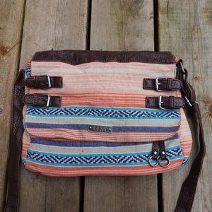 Roxy Boho Pink Peach Patterned Striped Satchel Bag
